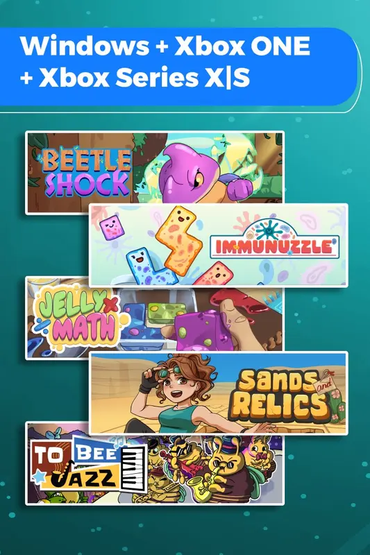 Beetle Shock + Immunuzzle + Jelly Math + Sands and Relics + To bee Jazz (Bundle) — Xbox Live, Standard