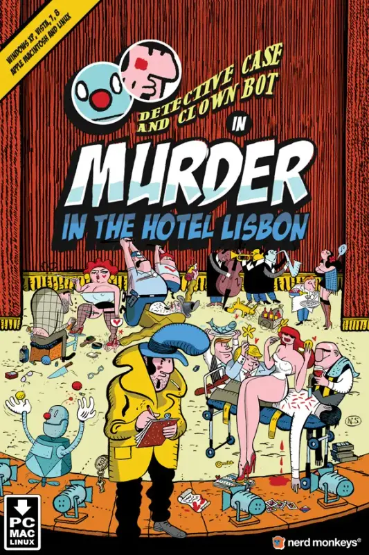 Detective Case and Clown Bot in Murder in the Hotel Lisbon — Steam, Standard