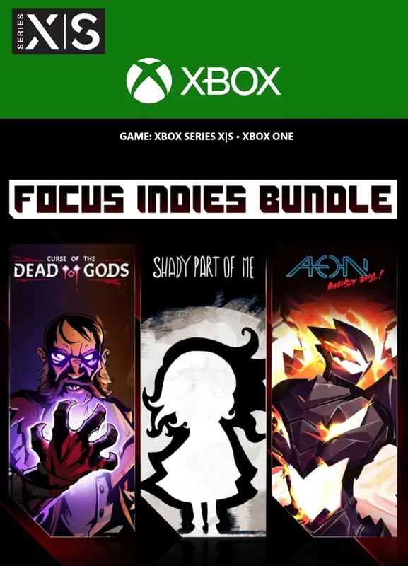 FOCUS INDIES BUNDLE - Curse of the Dead Gods + Shady Part of Me + Aeon Must Die! — Xbox Live, Standard