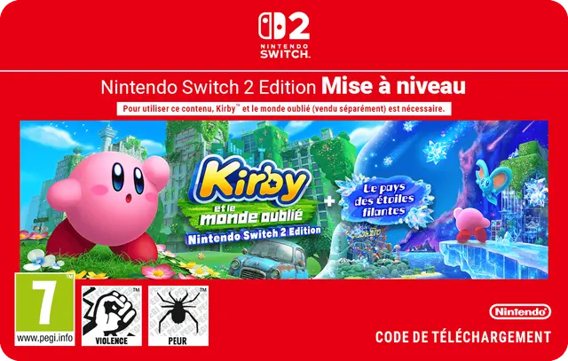 Kirby et le monde oublié Mise à niveau Nintendo Switch 2 Edition + Le pays des étoiles filantes — Nintendo Switch 2, Nintendo Switch 2 Edition