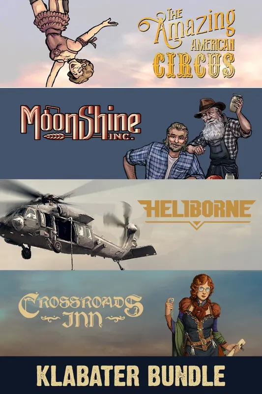 Klabater Bundle: The Amazing American Circus, Moonshine Inc., Heliborne and Crossroads Inn — Xbox Live, Standard