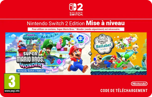Super Mario Bros. Wonder Mise à niveau Nintendo Switch 2 Edition + Rendez-vous au parc Bellabel — Nintendo Switch 2, Nintendo Switch 2 Edition