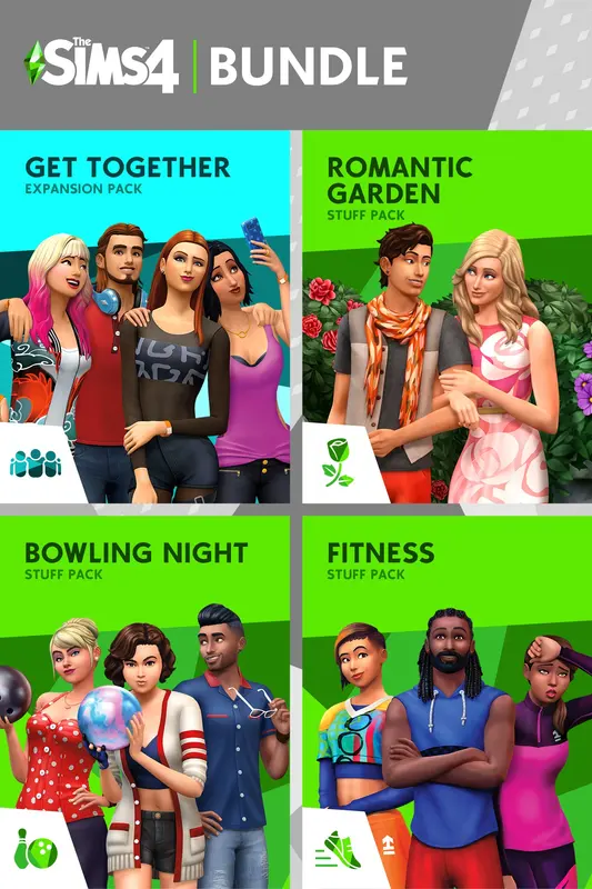 The Sims™ 4 Back to School Bundle – Get Together, Romantic Garden Stuff, Bowling Night Stuff, Fitness Stuff (DLC) — Xbox Live, Standard